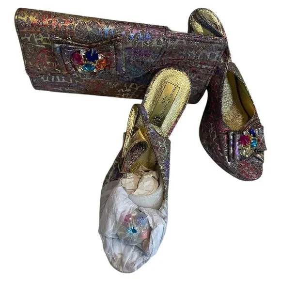 Bruno Giordano Multicolor Designer Women's Bag and Shoe Set. Sz 40 - Picture 7 of 14